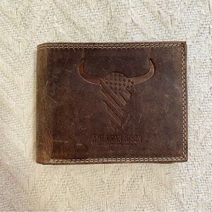 American Bison Genuine Leather Brown Men’s Wallet New Western Cowboy